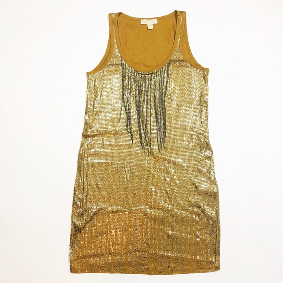 michael kors gold sequin dress